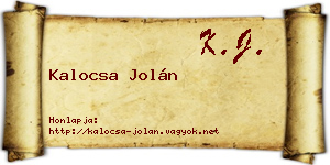 Kalocsa Jolán névjegykártya