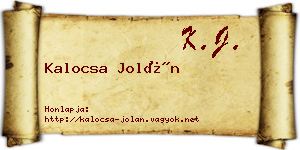 Kalocsa Jolán névjegykártya