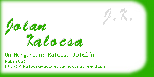 jolan kalocsa business card